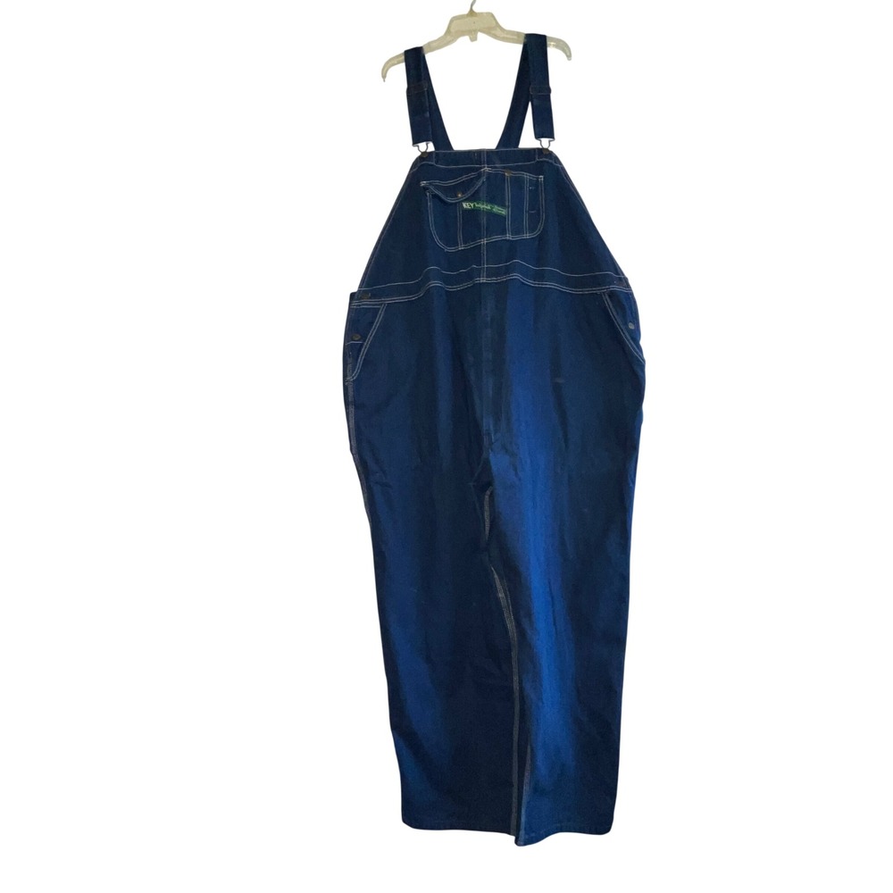 NWT Key Imperial Mens Denim Bib Overalls 58x30 Blue Cotton Workwear W10517 Big